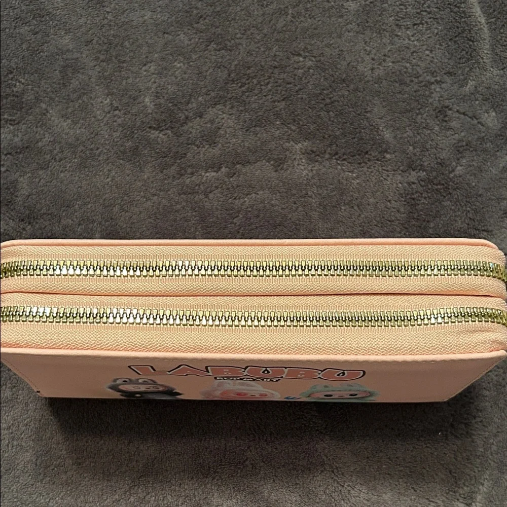 Labubu Pop Mart Wallet/Wristlet with Cute Characters. Light Peach color.